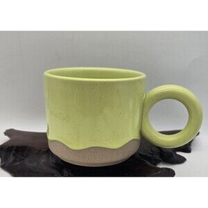 Drippy Pistachio glazed ceramic Mug Coffee Large Circle Handle NEW 16oz